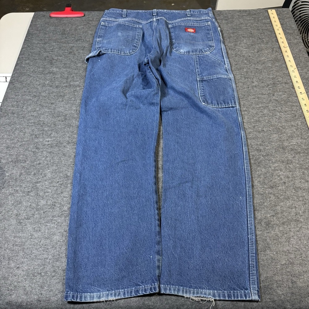 VTG Y2K Dickies Splattered Denim Carpenter Jeans‎ Mens 36x32 (34x30.5) Grunge